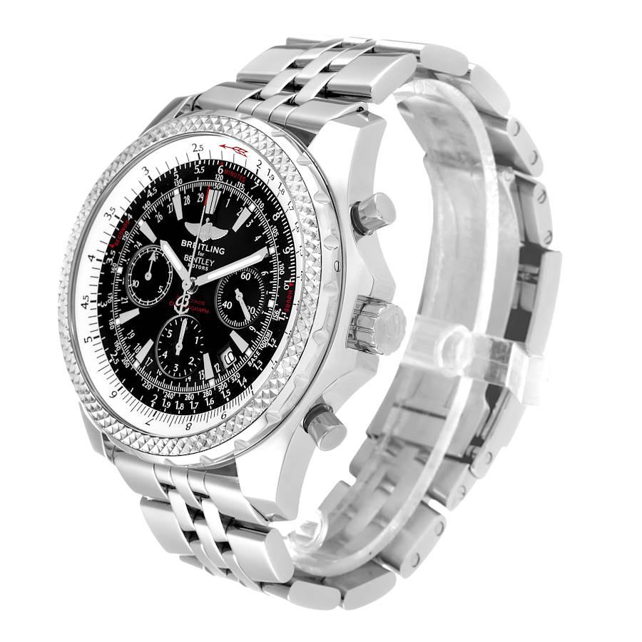 Breitling Bentley Motors Schwarzes Zifferblatt Chronograph Stahl Herrenuhr A25362 Papiere im Angebot 1