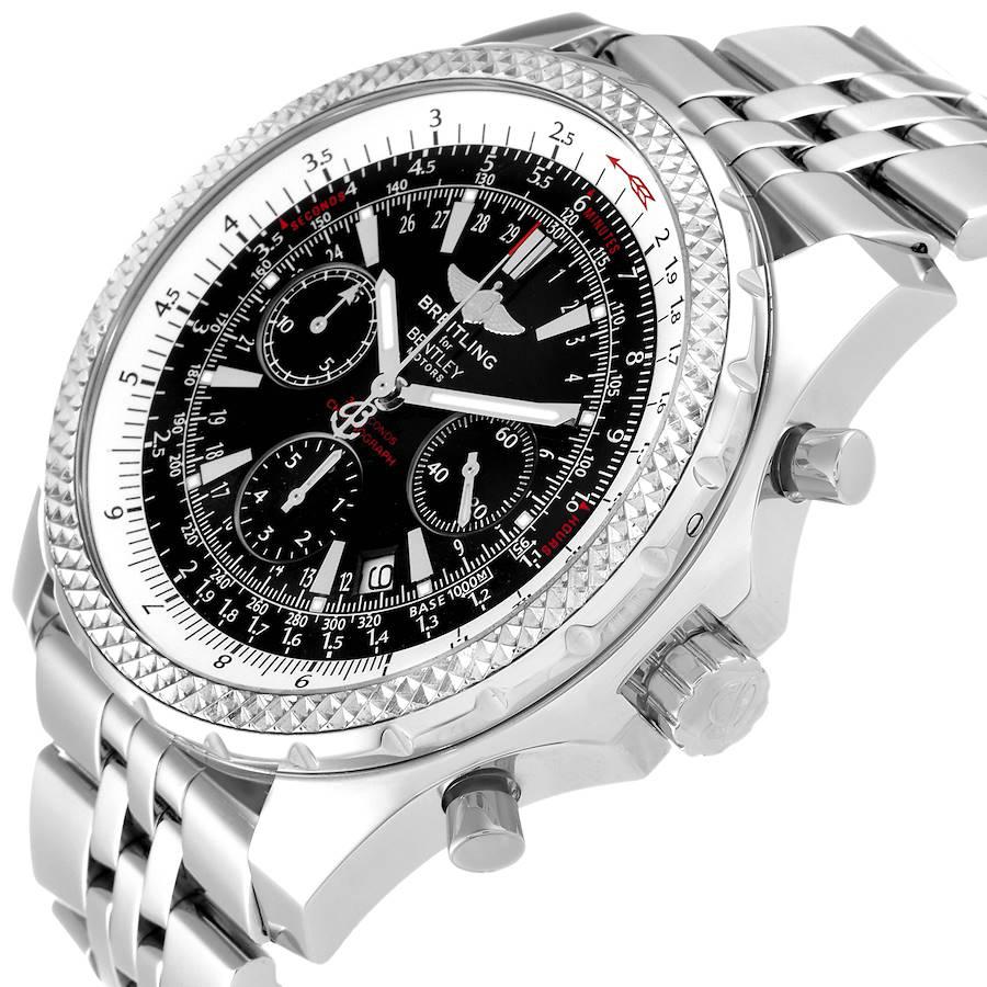 Breitling Bentley Motors Schwarzes Zifferblatt Chronograph Stahl Herrenuhr A25362 Papiere im Angebot 2