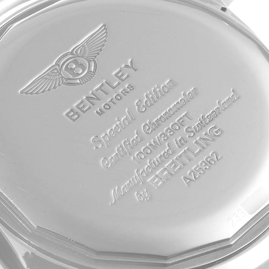 Breitling Bentley Motors Schwarzes Zifferblatt Chronograph Stahl Herrenuhr A25362 Papiere im Angebot 3