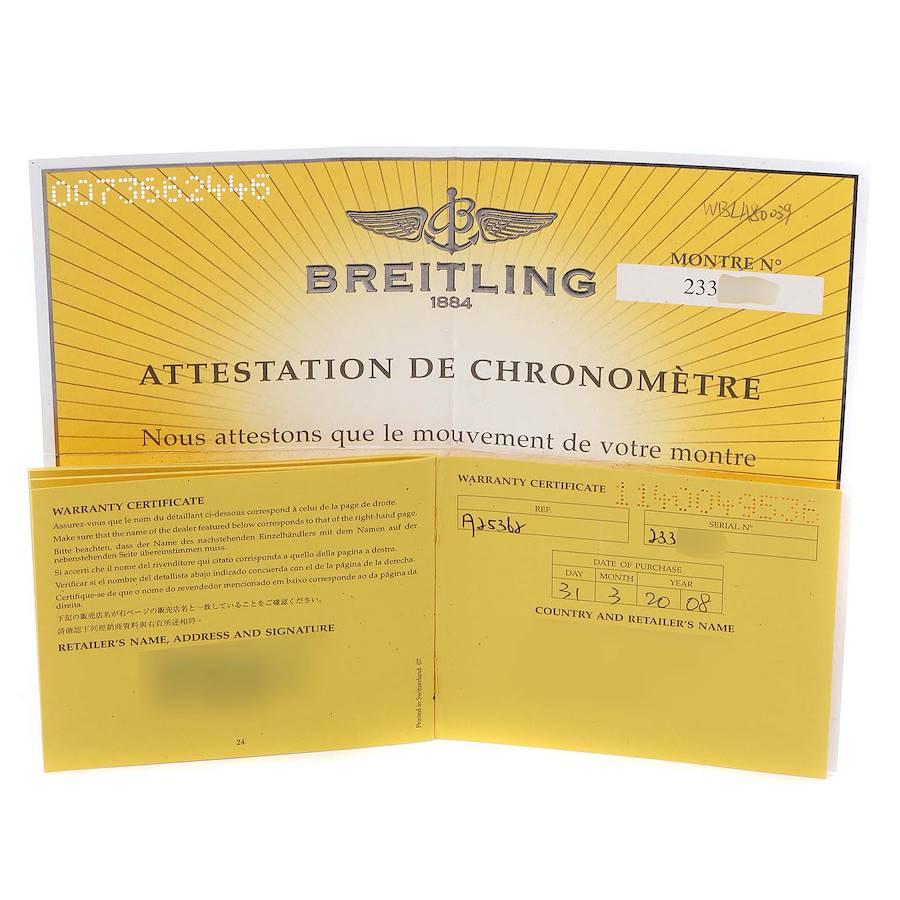 Breitling Bentley Motors Schwarzes Zifferblatt Chronograph Stahl Herrenuhr A25362 Papiere im Angebot 6