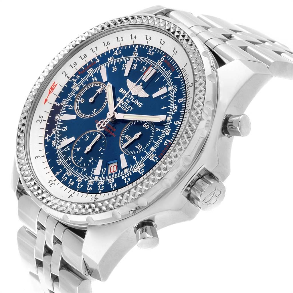 Breitling Bentley Motors Blue Dial Chronograph Watch A25362 Box In Excellent Condition For Sale In Atlanta, GA