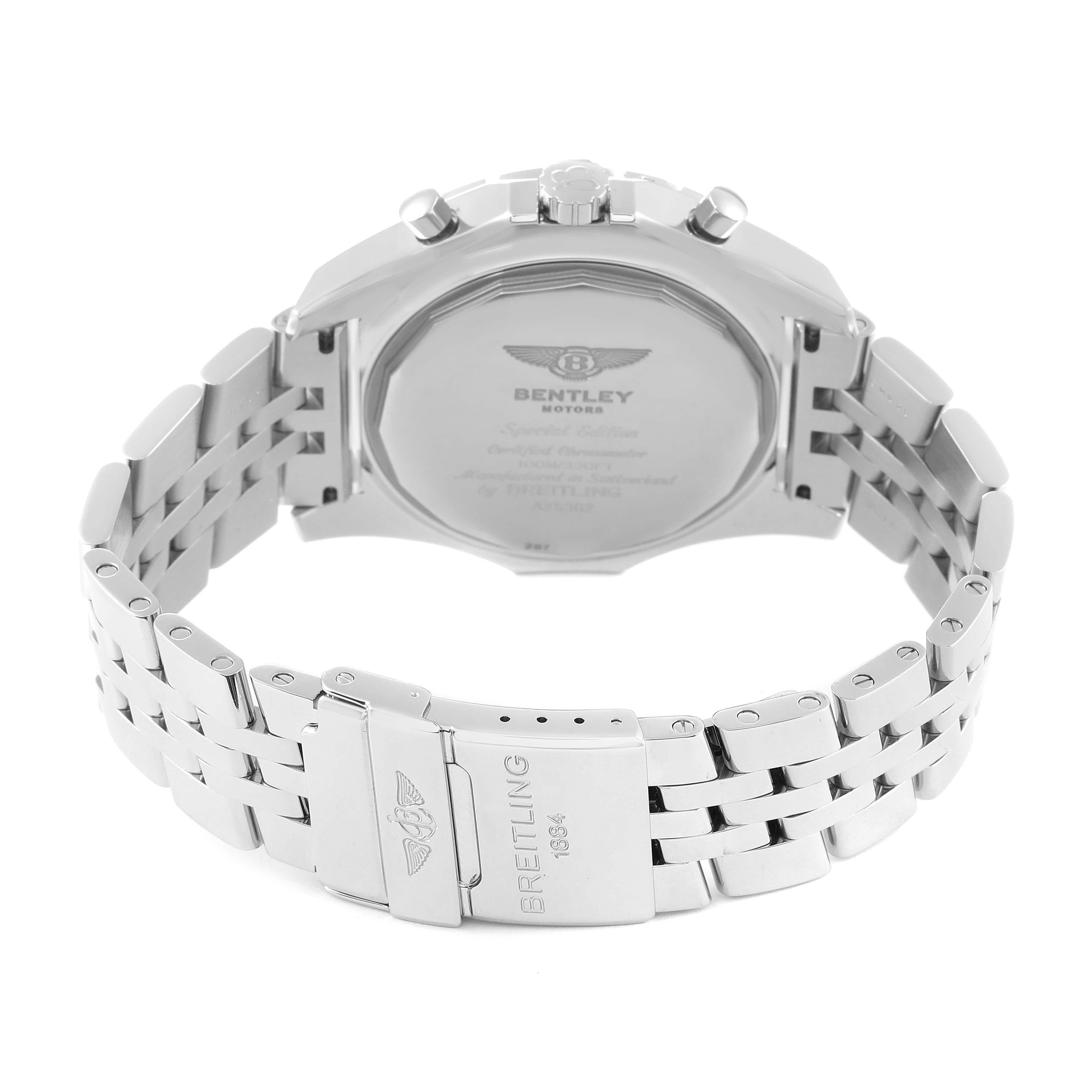 Breitling Bentley Motors Chronograph Stahl Herrenuhr A25362 Box Papiere im Angebot 6