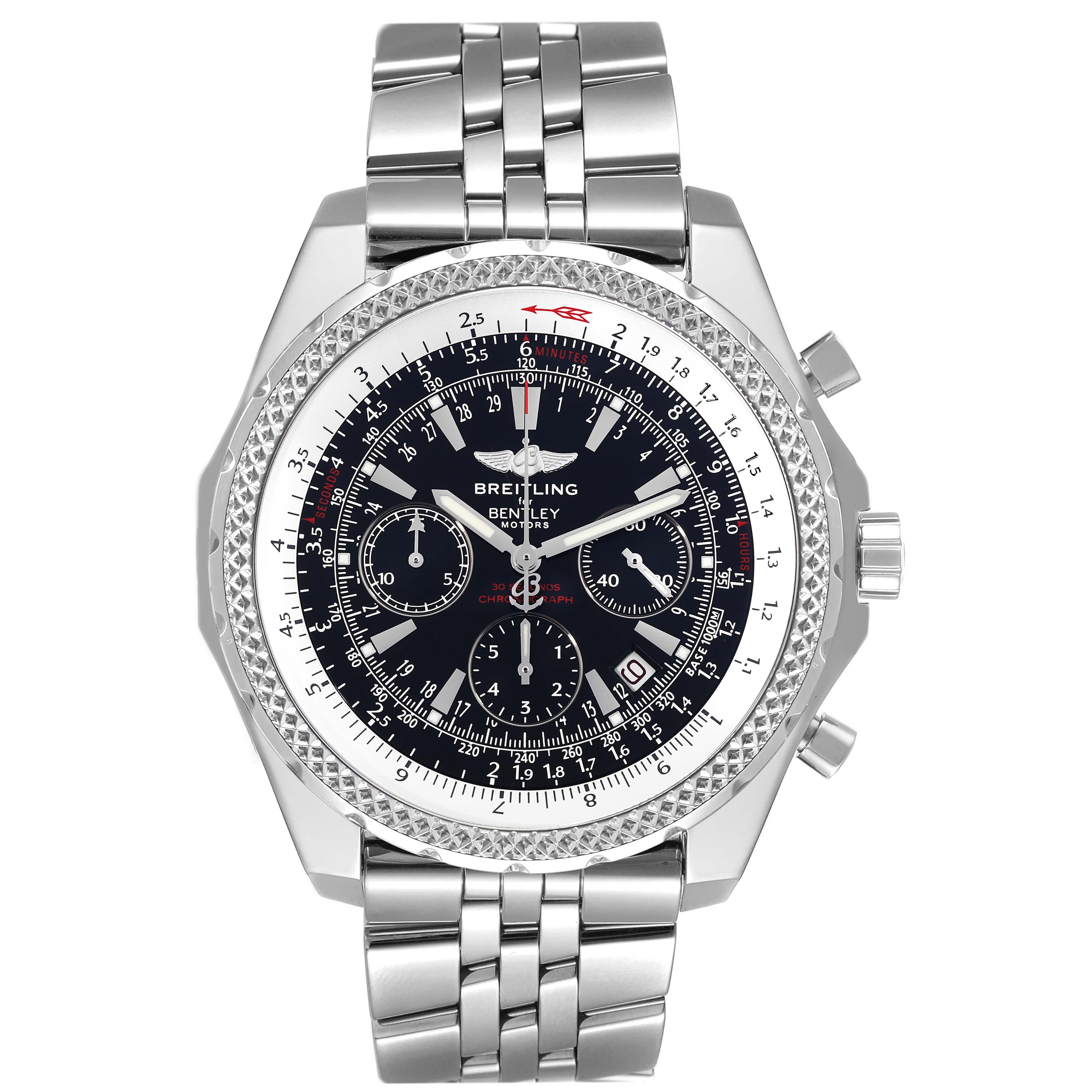 Breitling Bentley Motors Chronograph Stahl Herrenuhr A25362 Box Papiere im Zustand „Hervorragend“ im Angebot in Atlanta, GA