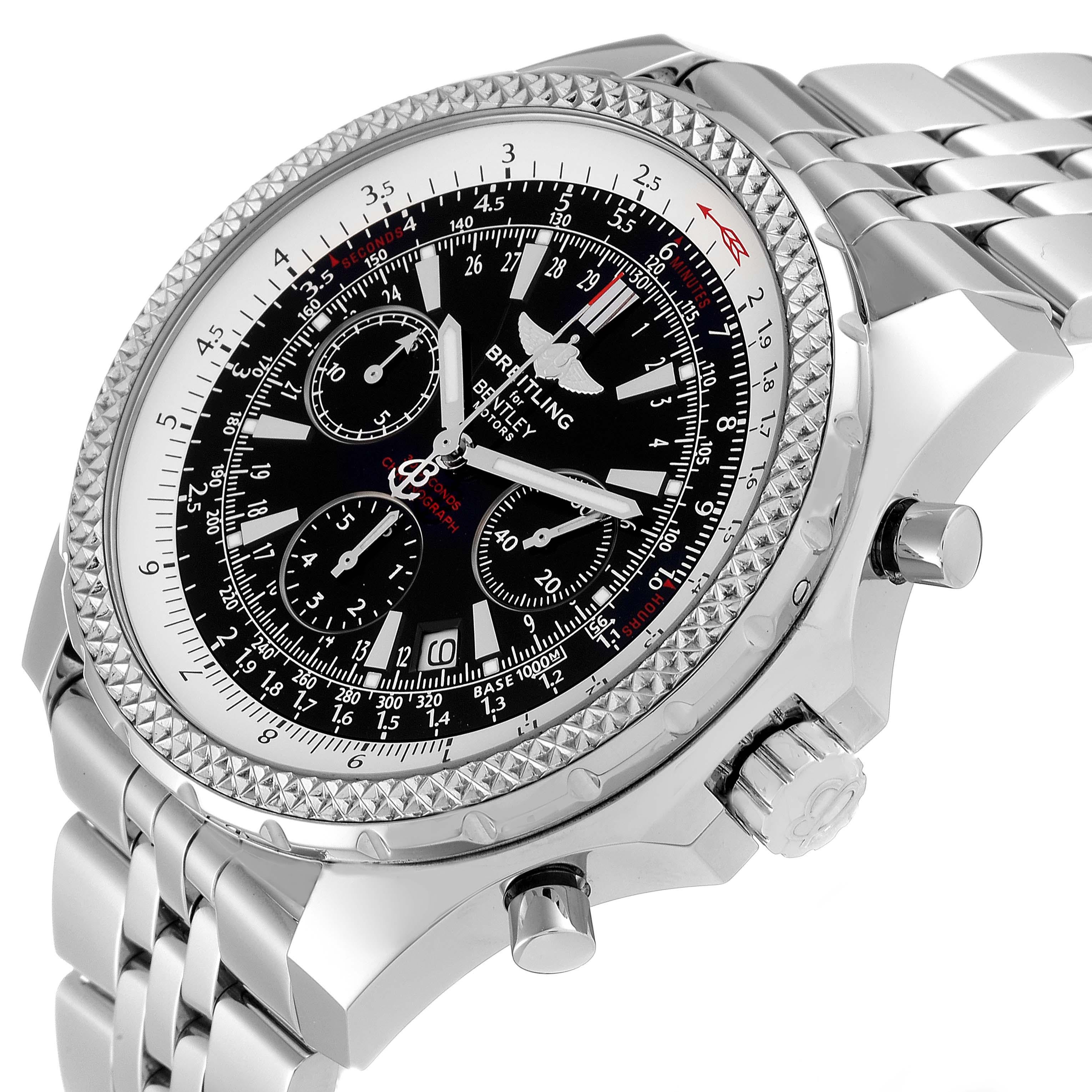 Breitling Bentley Motors Chronograph Stahl Herrenuhr A25362 Box Papiere im Angebot 4