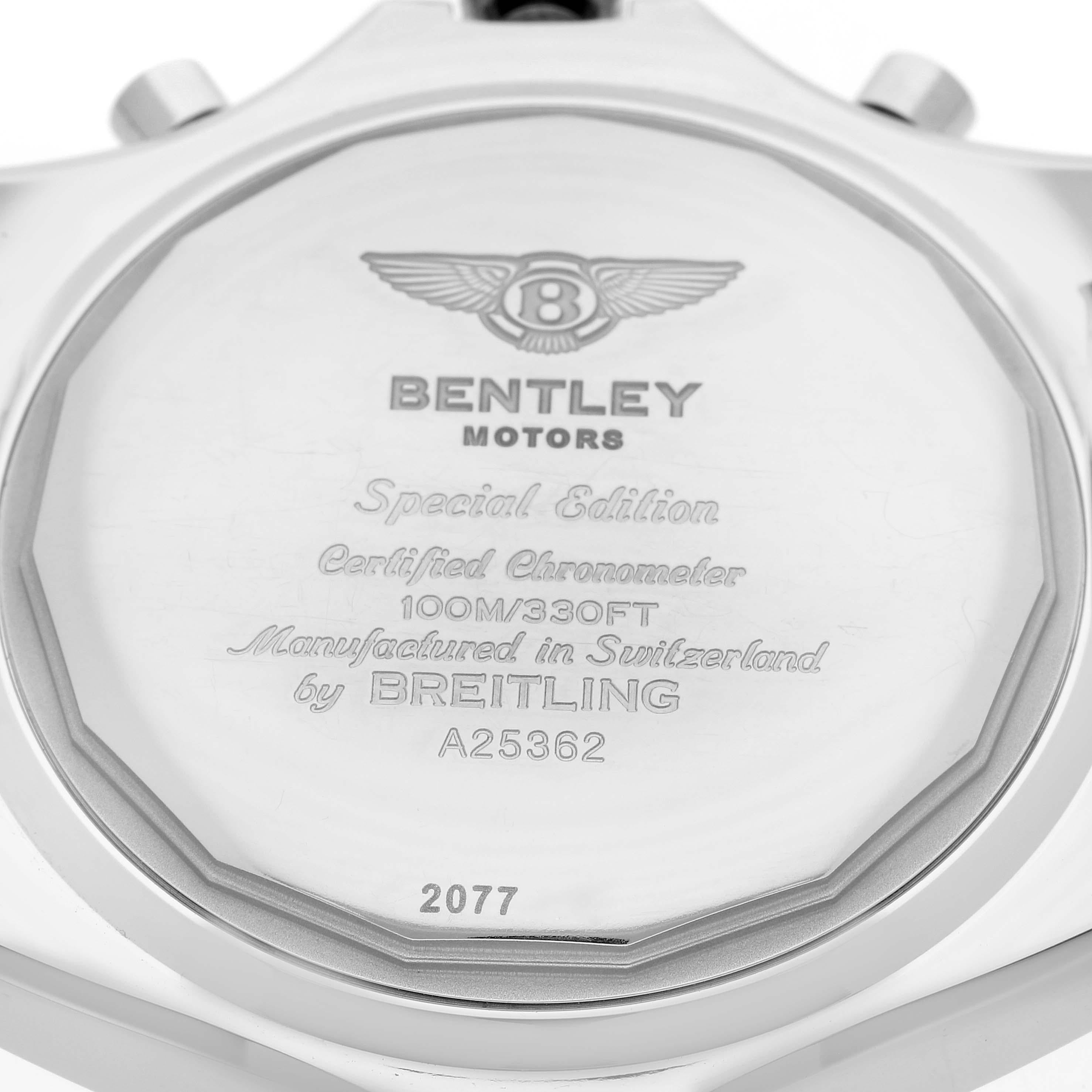 Breitling Bentley Motors Chronograph Stahl Herrenuhr A25362 Box Papiere im Angebot 5