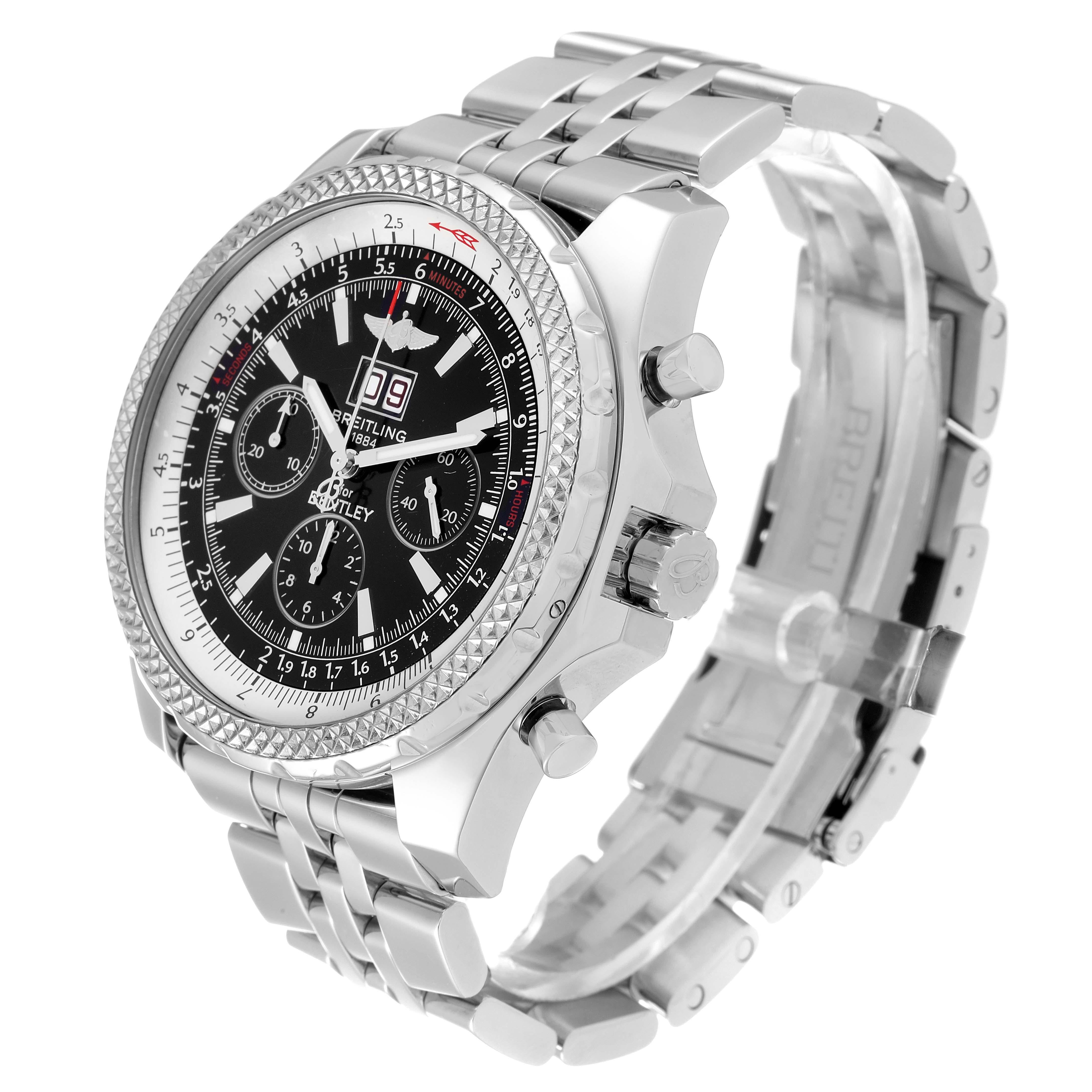 Men's Breitling Bentley Motors Chronograph Steel Mens Watch A44362 Box Papers For Sale