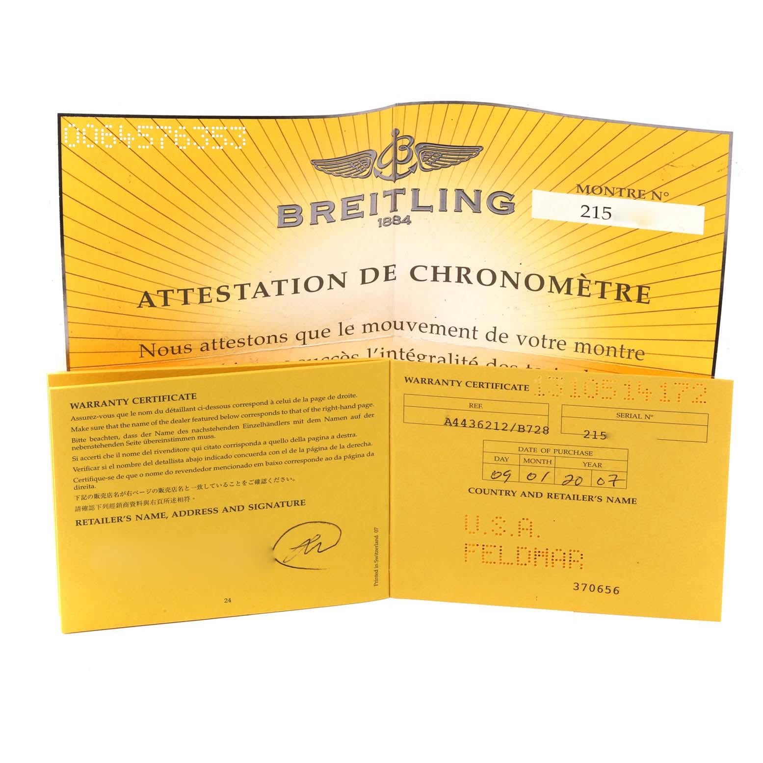 Breitling Bentley Motors Chronograph Stahl Herrenuhr A44362 Box Papiere im Angebot 4