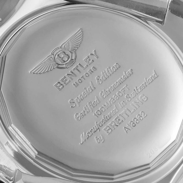Breitling Bentley Motors GT Black Dial Steel Mens Watch A13362 Papers For  Sale at 1stDibs