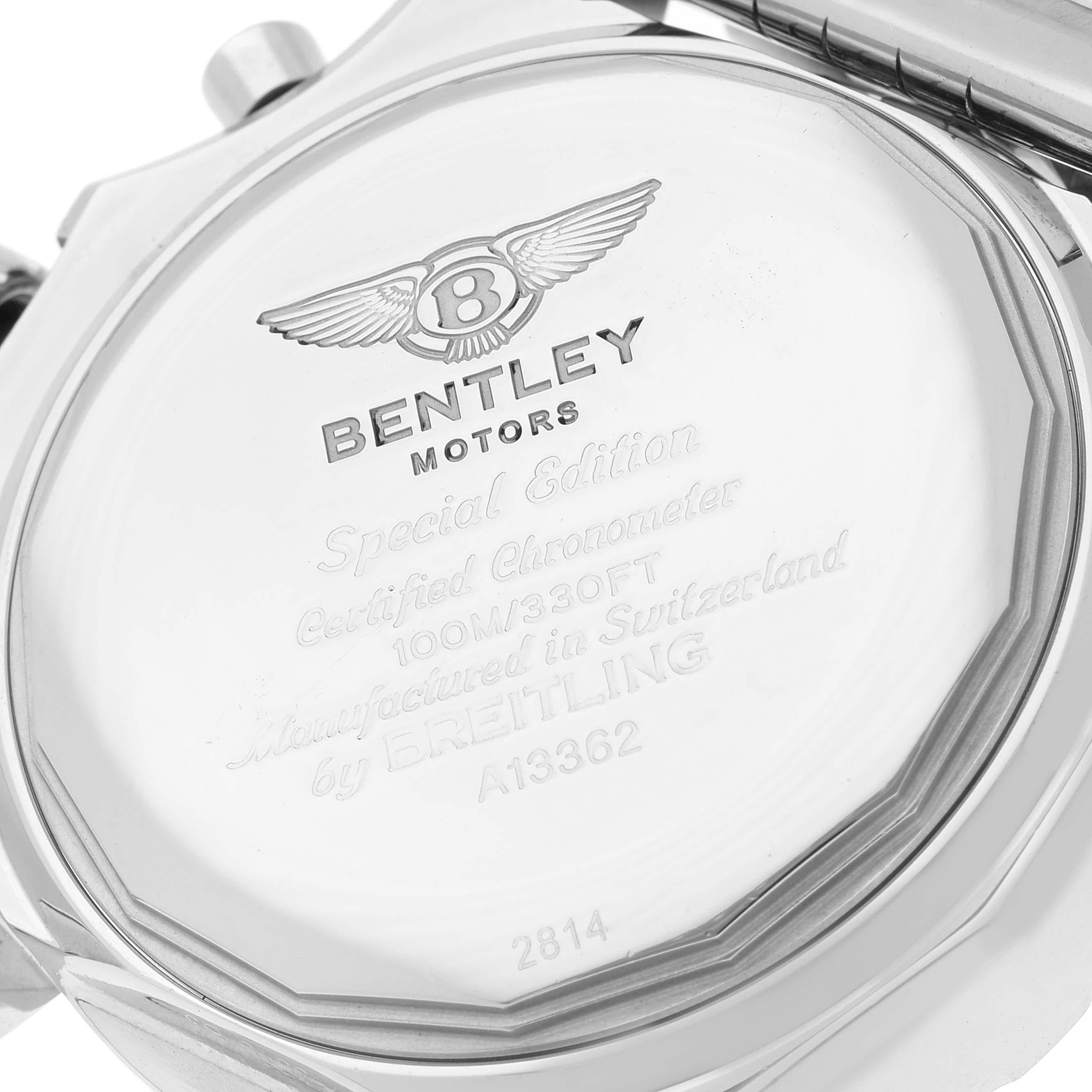 Men's Breitling Bentley Motors GT Blue MOP Dial Steel Mens Watch A13362 Box Card