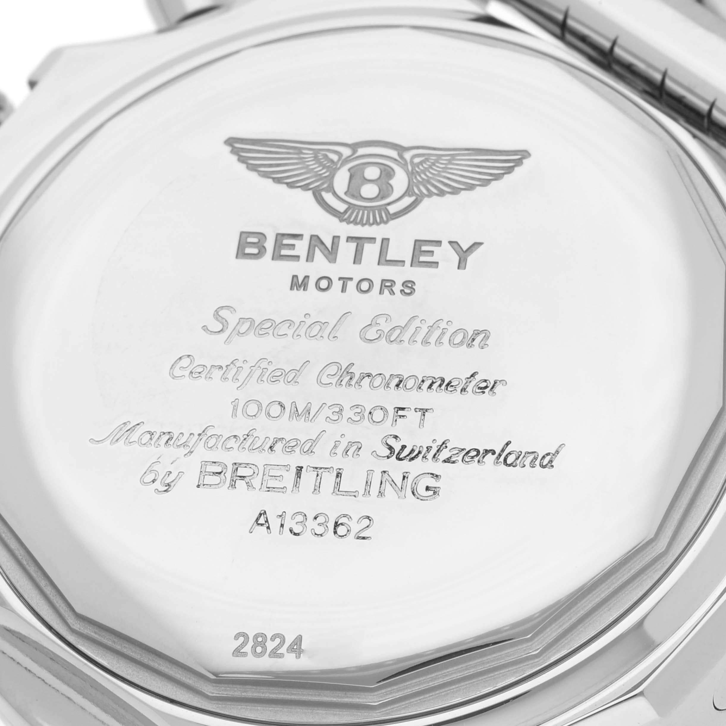 Breitling Bentley Motors GT Blue Mother Of Pearl Dial Steel Mens Watch A13362 In Excellent Condition In Atlanta, GA