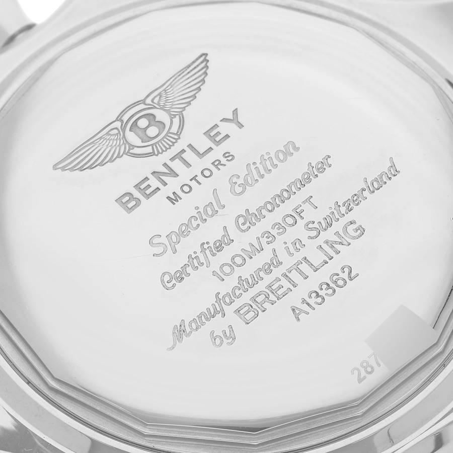Breitling Bentley Motors GT Blue Mother of Pearl Dial Watch A13362 Box Card In Excellent Condition In Atlanta, GA