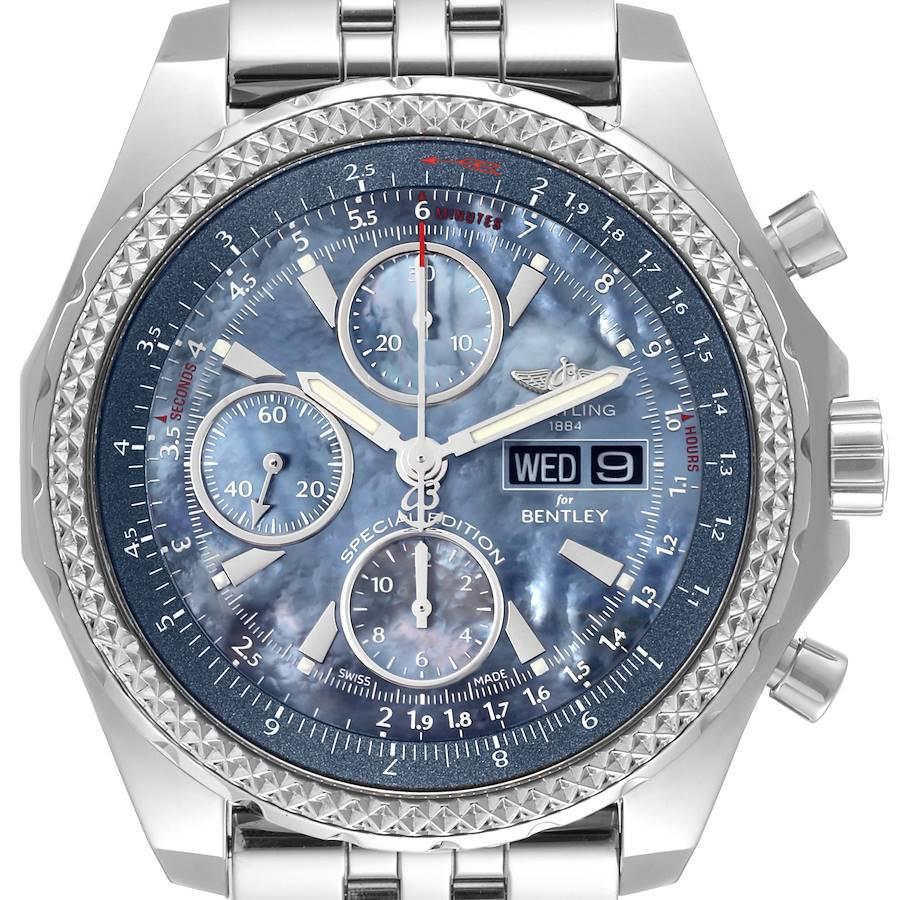 Breitling Bentley Motors GT Blue Mother of Pearl Dial Watch A13362 Card