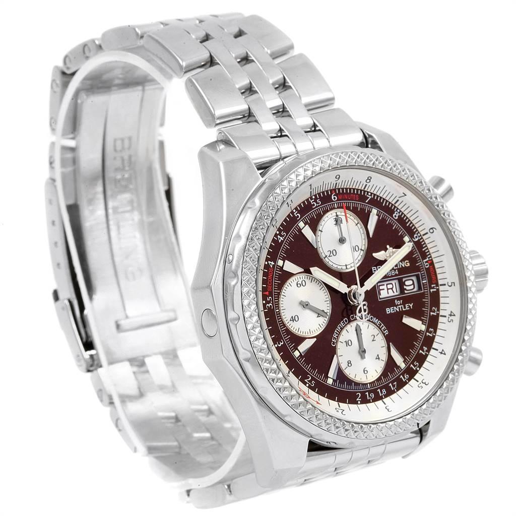 Breitling Bentley Motors GT Burgundy Dial Chronograph Watch A13362 In Excellent Condition In Atlanta, GA