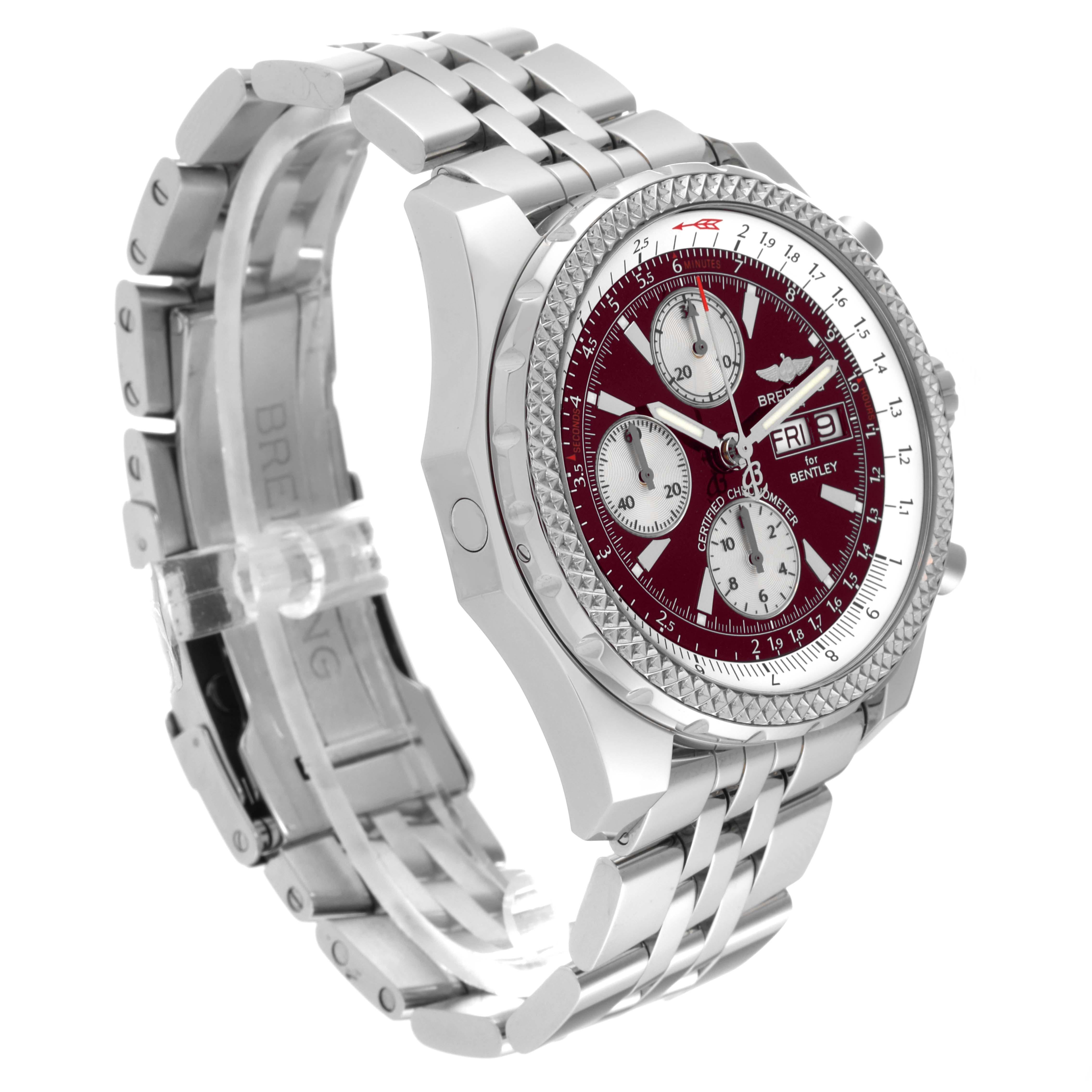 Breitling Bentley Motors GT Burgundy Dial Steel Mens Watch A13362 For Sale 4