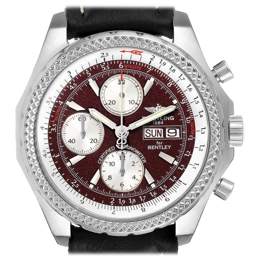 Breitling Bentley Motors GT Burgundy Dial Steel Men's Watch A13362 For Sale