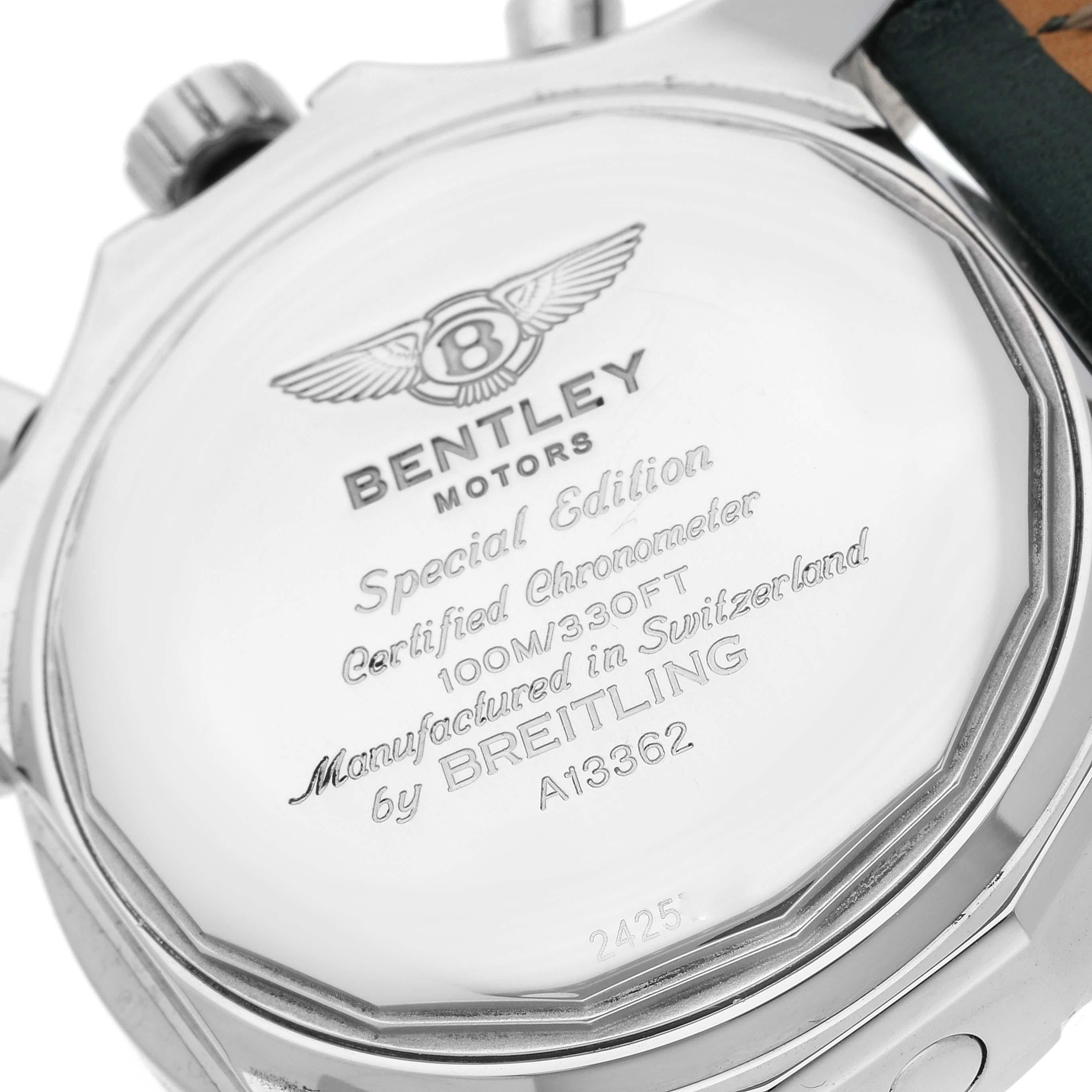 Breitling Bentley Motors GT Chronograph Steel Mens Watch A13362 Box Card For Sale 3