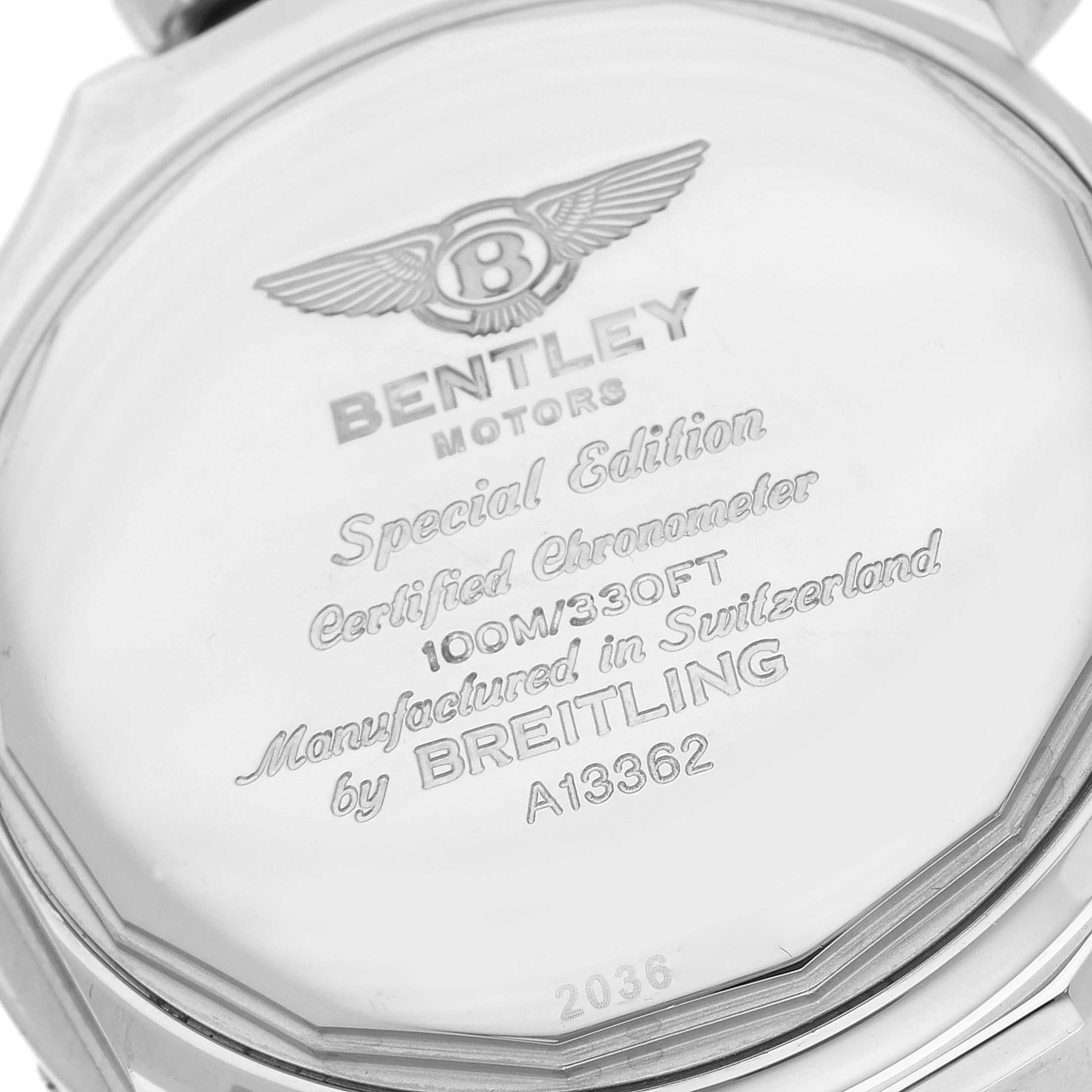Breitling Bentley Motors GT Green Special Edition Steel Mens Watch A13362 For Sale 2
