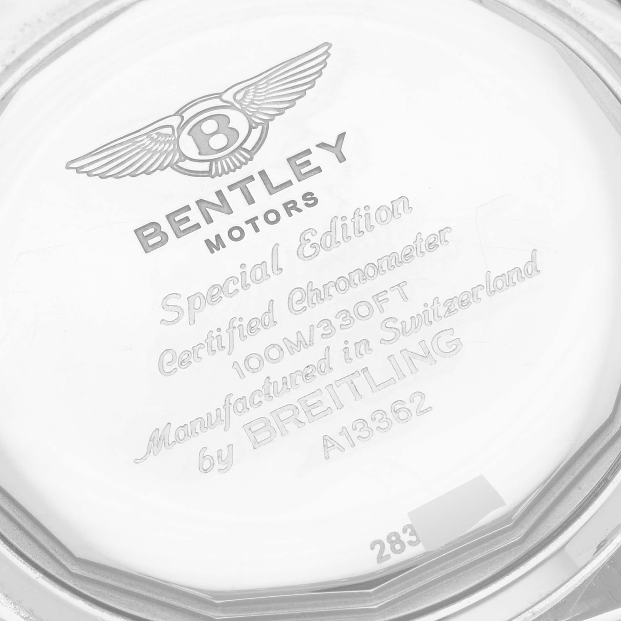 Breitling Bentley Motors GT Mother of Pearl Dial Steel Mens Watch A13362 In Excellent Condition In Atlanta, GA