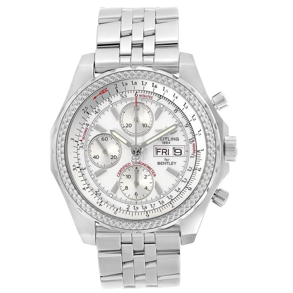 Breitling Bentley Motors GT Silver Dial Chronograph Men’s Watch A13362 In Good Condition In Atlanta, GA