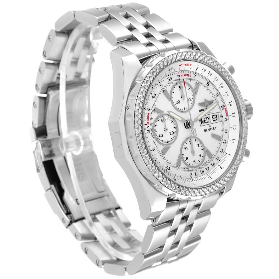 Breitling Bentley Motors GT Montre chronographe à cadran argenté A13362 avec carte de boîte Excellent état à Atlanta, GA