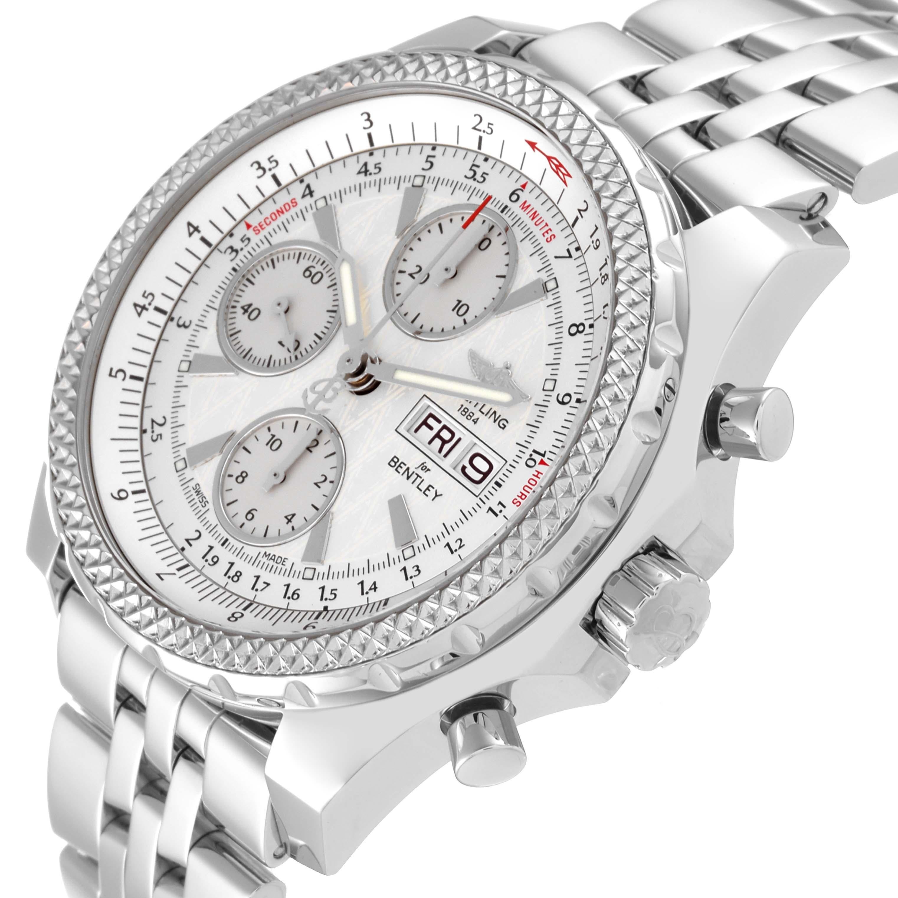 Breitling Bentley Motors GT White Dial Chronograph Steel Mens Watch A13362 1