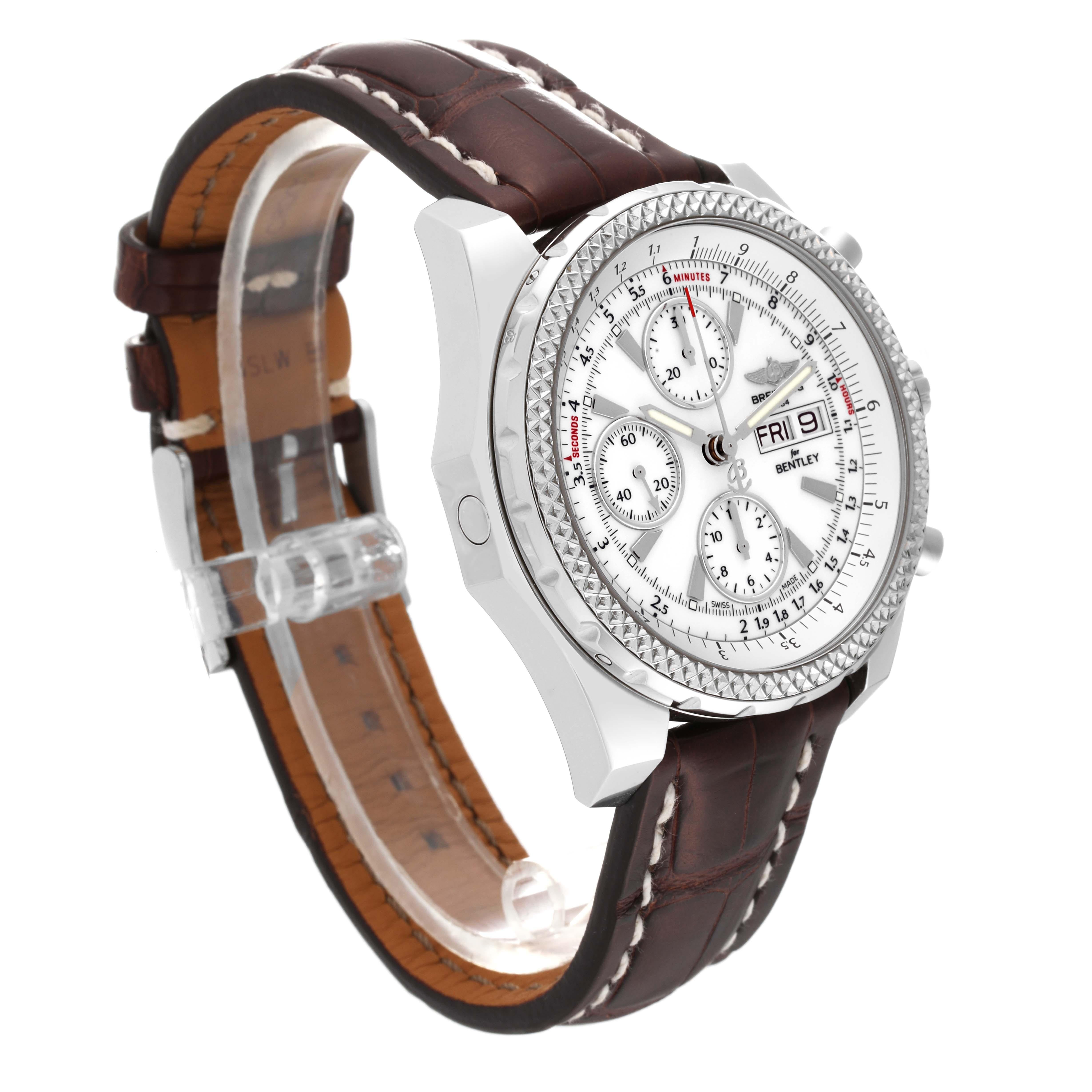 Breitling Bentley Motors GT Stahl-Herrenuhr A13362 Box Card mit weißem Zifferblatt und weißem Zifferblatt im Angebot 5