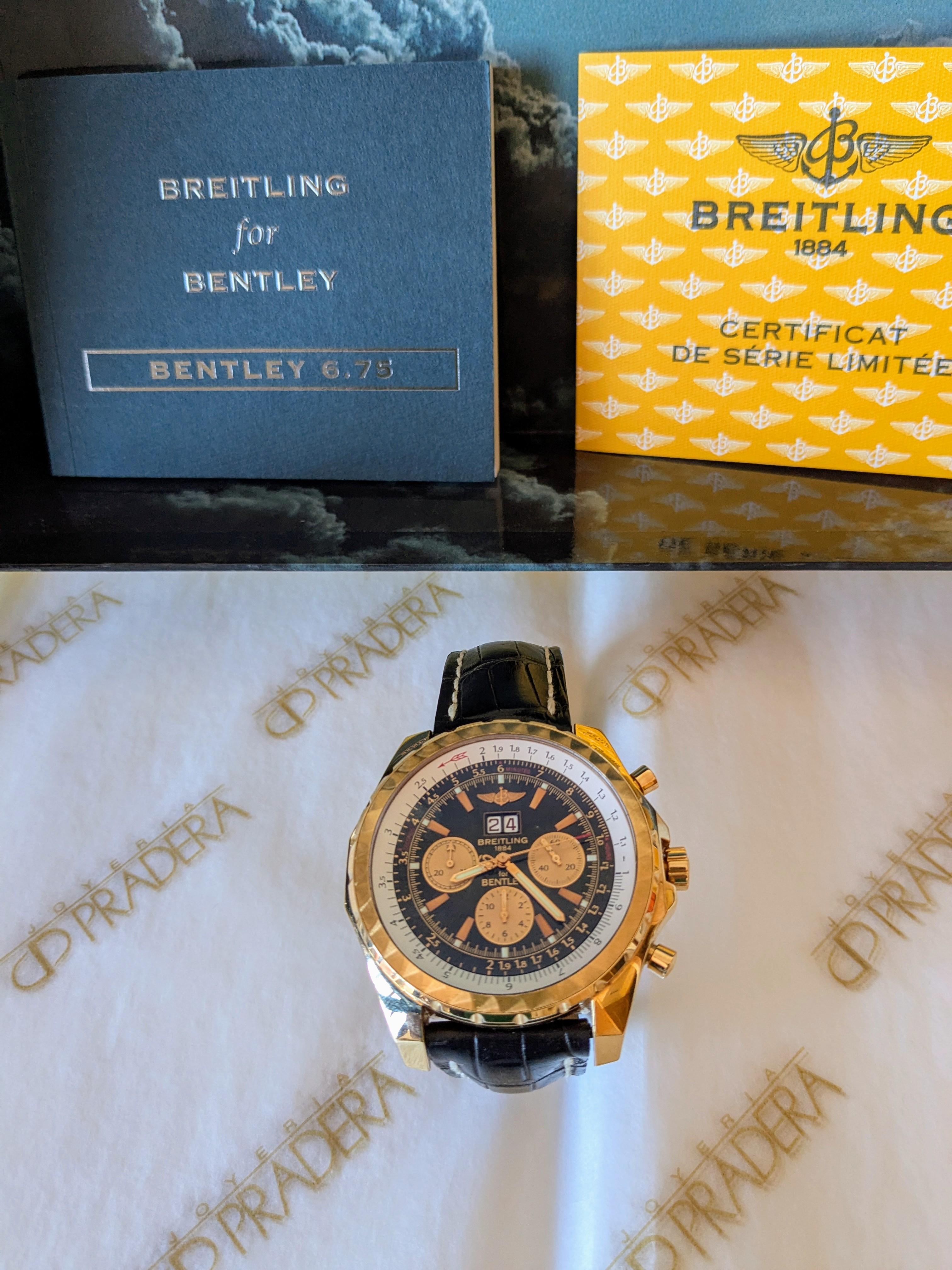 Breitling Bentley Motors GT Schwarz-Weiß-Zifferblatt Gelbgold 46mm mit Schachtel und Papieren im Angebot 2
