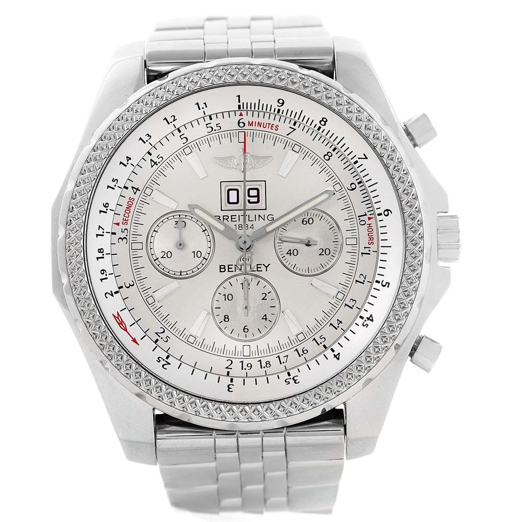 Breitling Bentley Motors Silver Dial Chronograph Men's Watch A44362 In Excellent Condition For Sale In Atlanta, GA