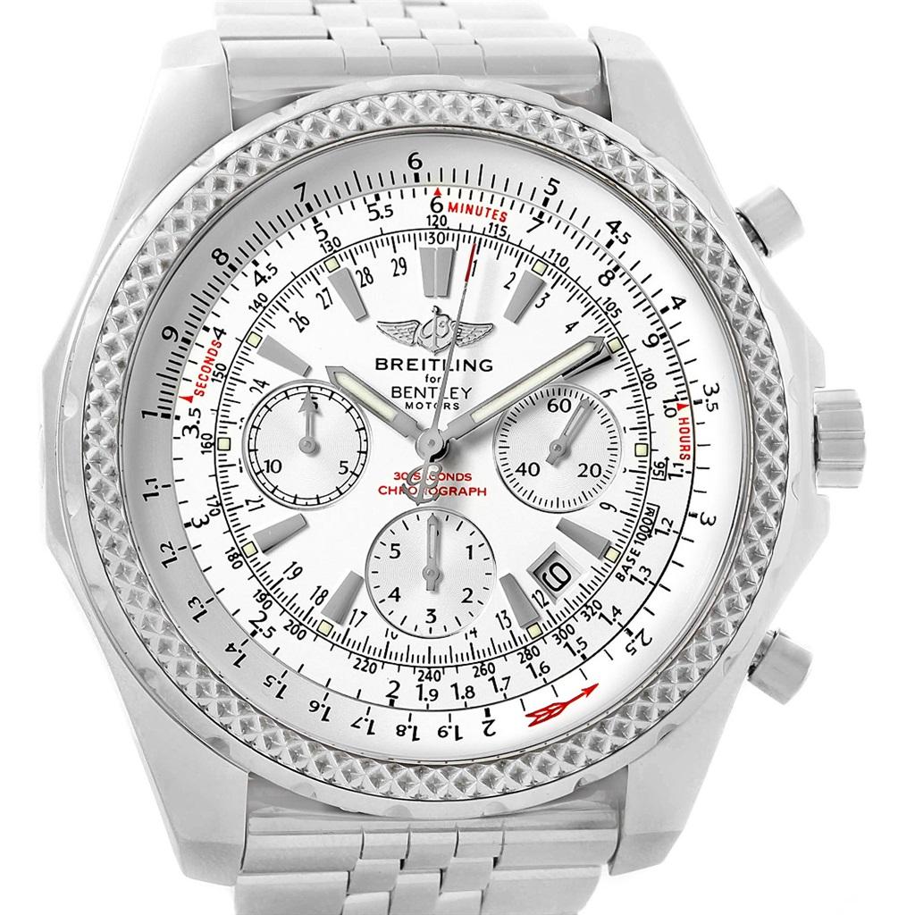 Men's Breitling Bentley Motors Silver Dial Chronograph Watch A25362 Box