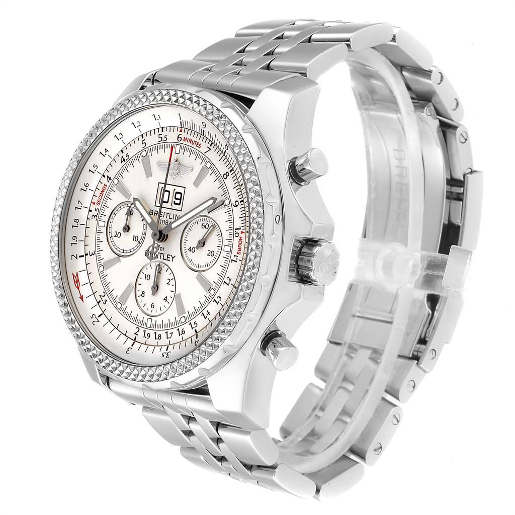 Men's Breitling Bentley Motors Silver Dial Chronograph Watch A44362 Box Papers For Sale