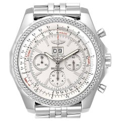 Breitling Bentley Motors Silver Dial Chronograph Watch A44362 Box Papers