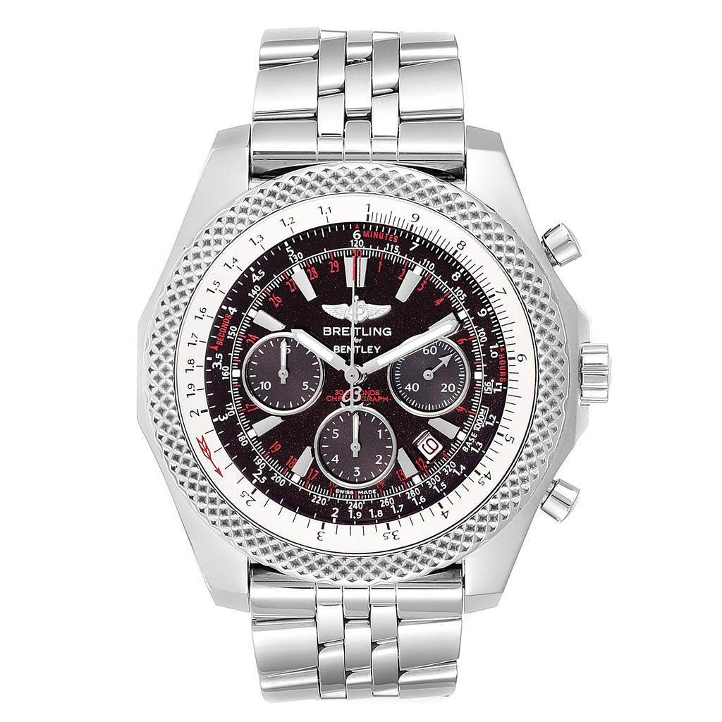 Breitling Bentley Motors Special Edition Chronograph Mens Watch A25364. Automatic self-winding officially certified chronometer movement. Chronograph function. Stainless steel case 49 mm in diameter. Stainless steel screwed-down crown and pushers.