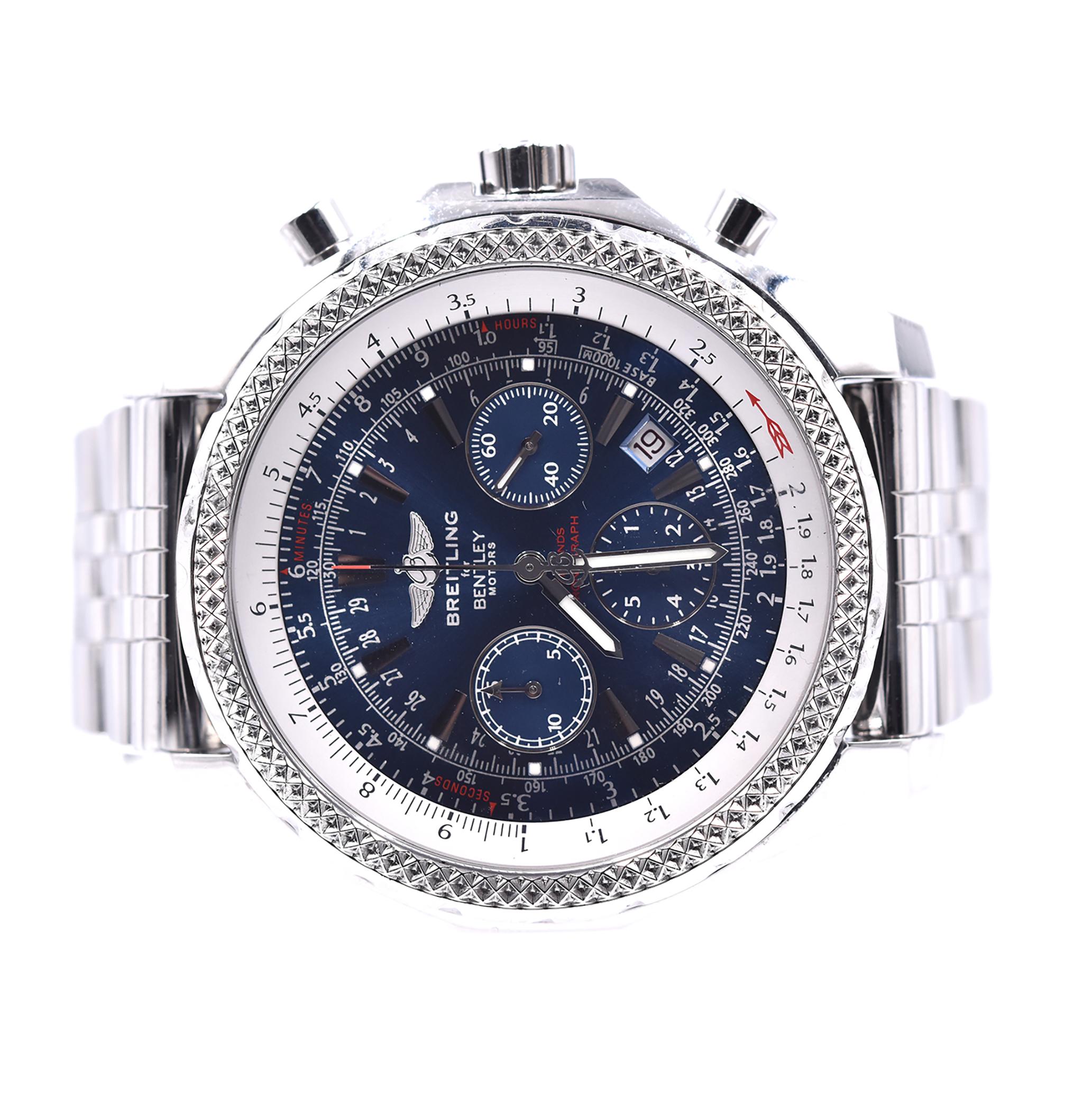 Breitling Bentley Motors Stainless Steel Watch A25362 In Excellent Condition In Scottsdale, AZ
