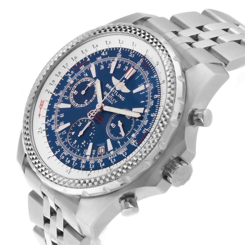 Breitling Bentley Motors T Blue Dial Chronograph Watch A25363 Box In Excellent Condition For Sale In Atlanta, GA