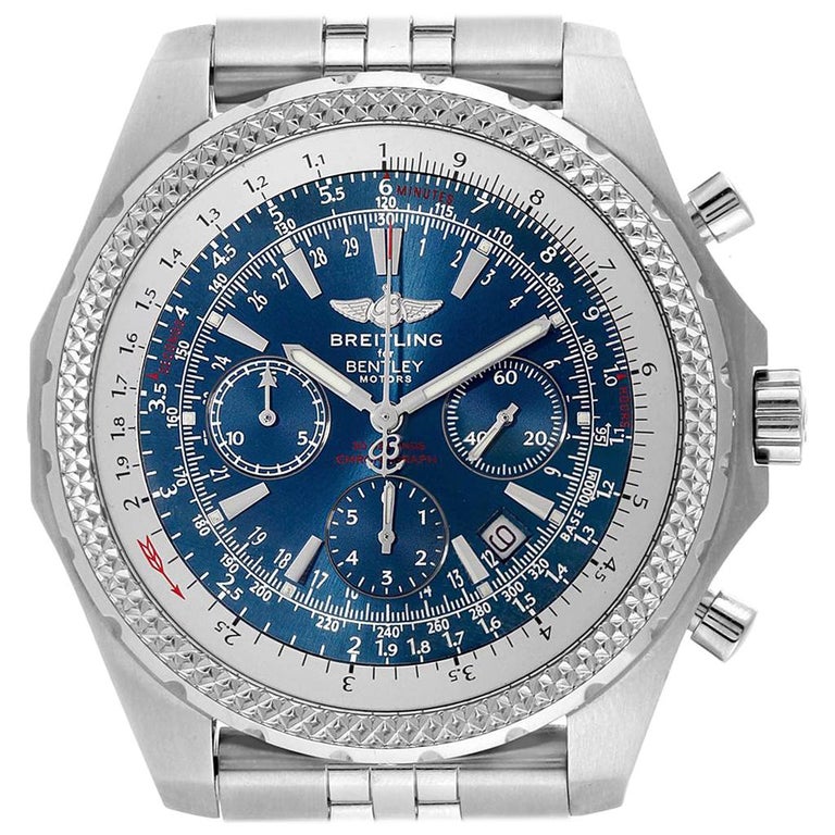 Breitling Bentley Motors T Blue Dial Chronograph Watch A25363 Box For Sale  at 1stDibs