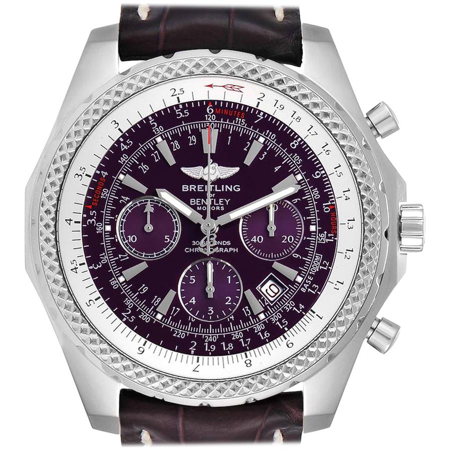 Breitling Bentley Purple Dial Chronograph Steel Men's Watch A25362