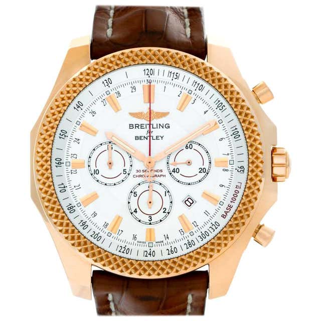 Breitling Bentley Chronograph K25362 Yellow Gold Brown Leather 2 Year ...