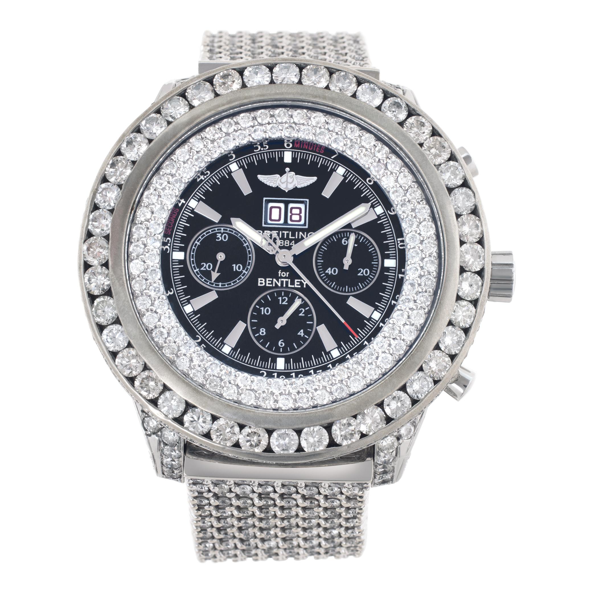 Breitling Bentley Stainless steel 14k White Gold bracelet Automatic Wristwatch For Sale