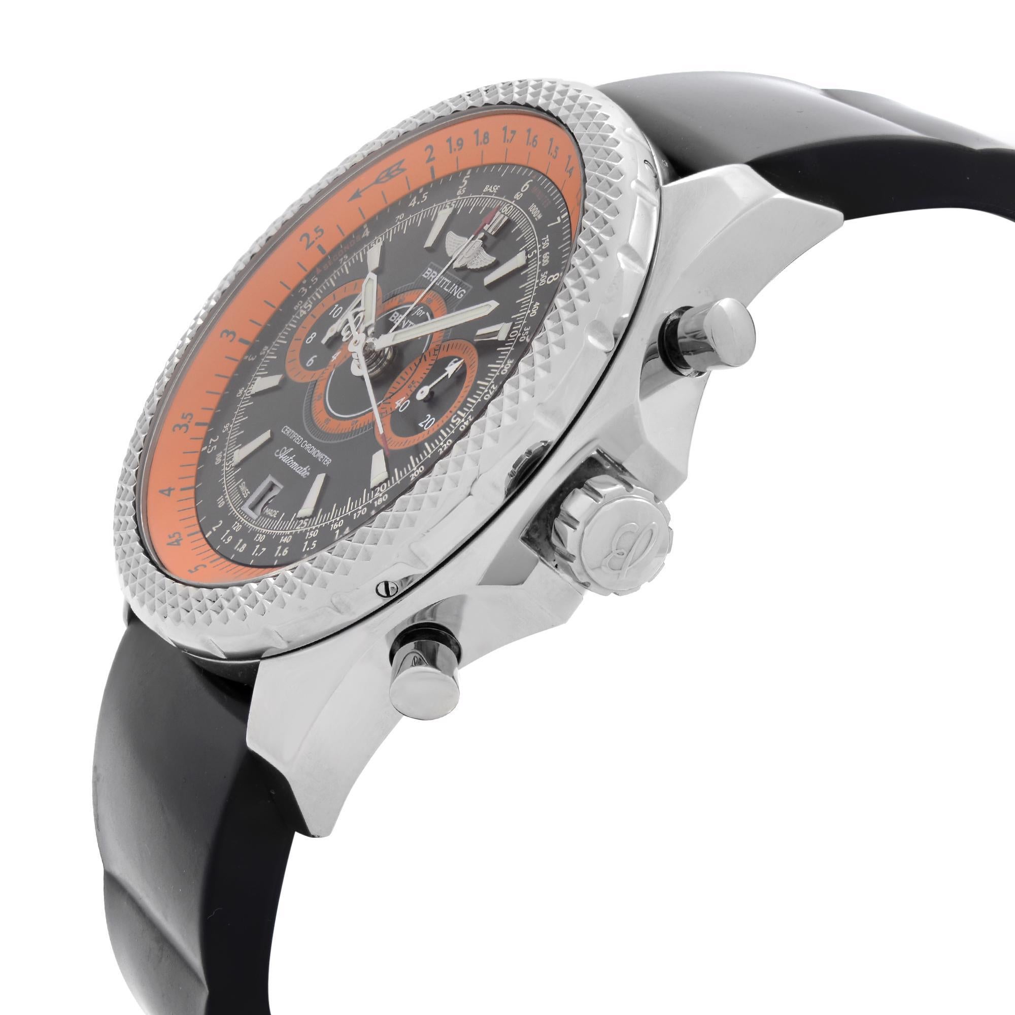 Breitling Bentley Supersports Montre chrono chrono en acier avec cadran noir A26364A5-BB65BKRD Excellent état à New York, NY