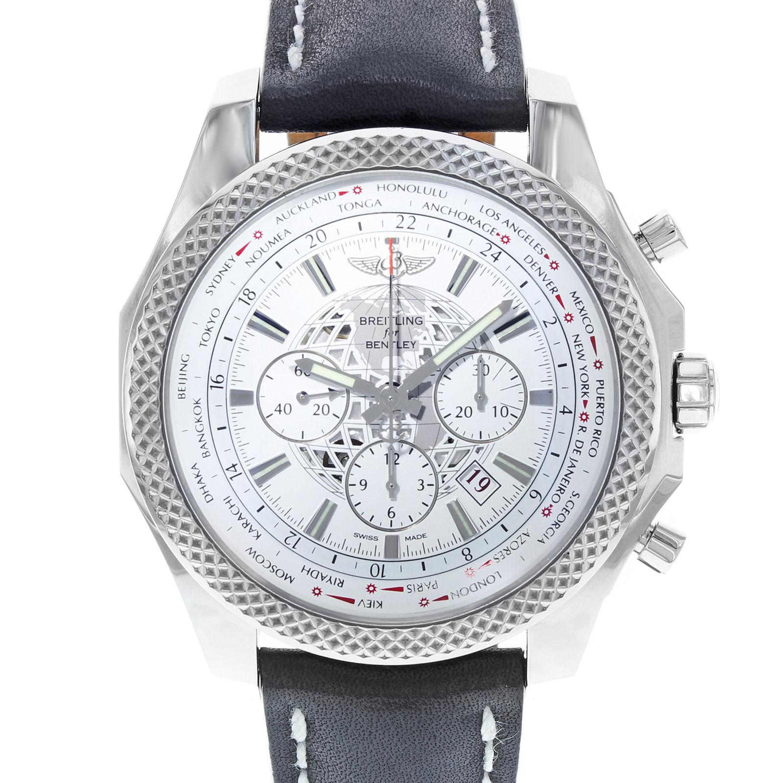 20726
This display model Breitling Bentley AB0521U0/A755-441X is a beautiful men's timepiece that is powered by an automatic movement which is cased in a stainless steel case. It has a round shape face, chronograph, date, dual time, multiple time