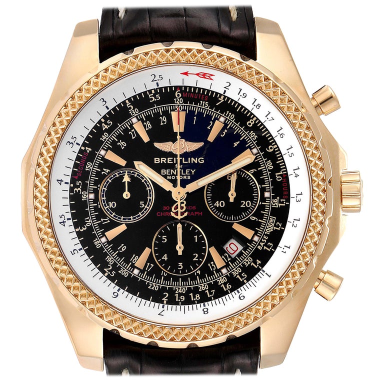 Breitling Bentley Yellow Gold Black Dial Chronograph Watch K25362 For