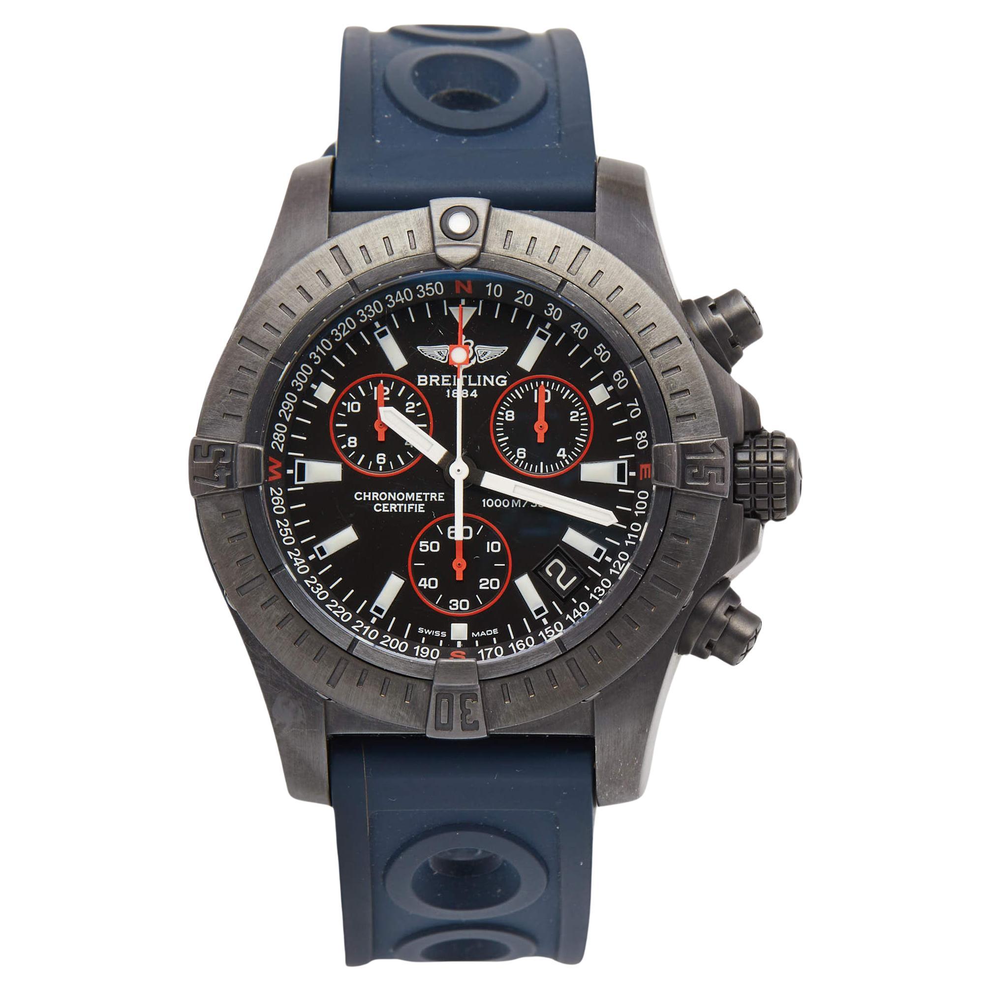 Breitling Black Dial Blacksteel Rubber Avenger Seawolf Chrono "BlackSteel" M7339