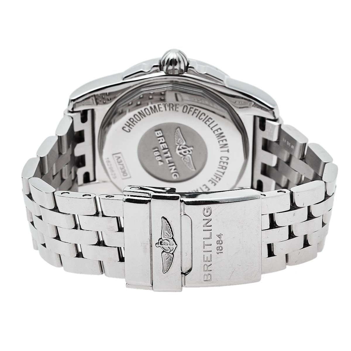Breitling Black Stainless Steel Diamonds Galactic A37330 Men's Wristwatch 36 mm 1