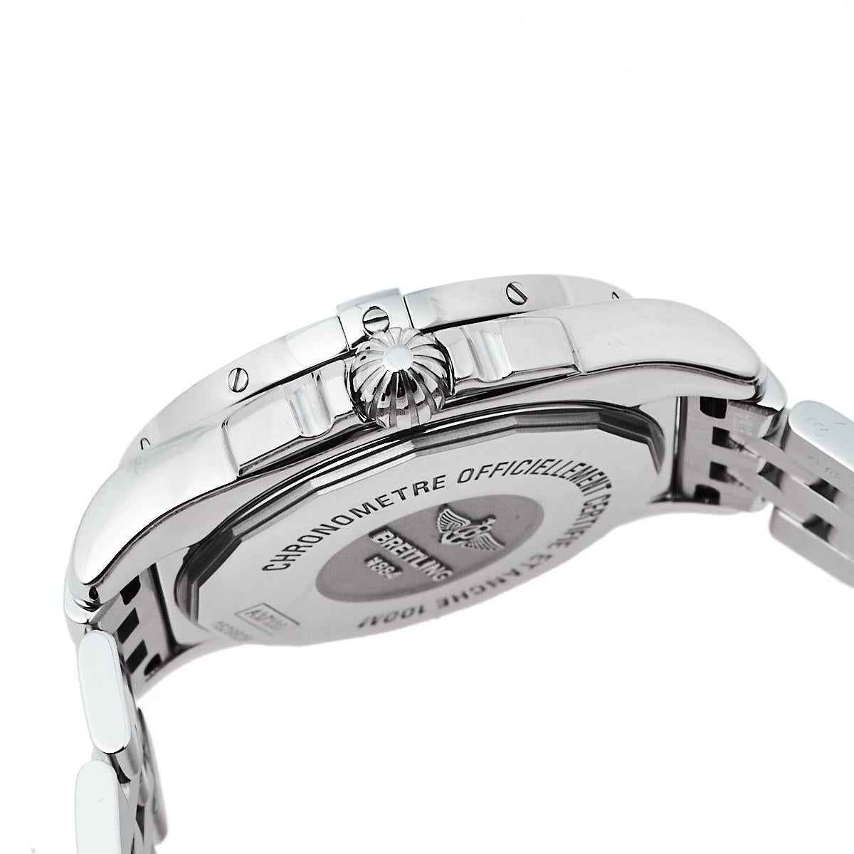 Breitling Black Stainless Steel Diamonds Galactic A37330 Men's Wristwatch 36 mm 2