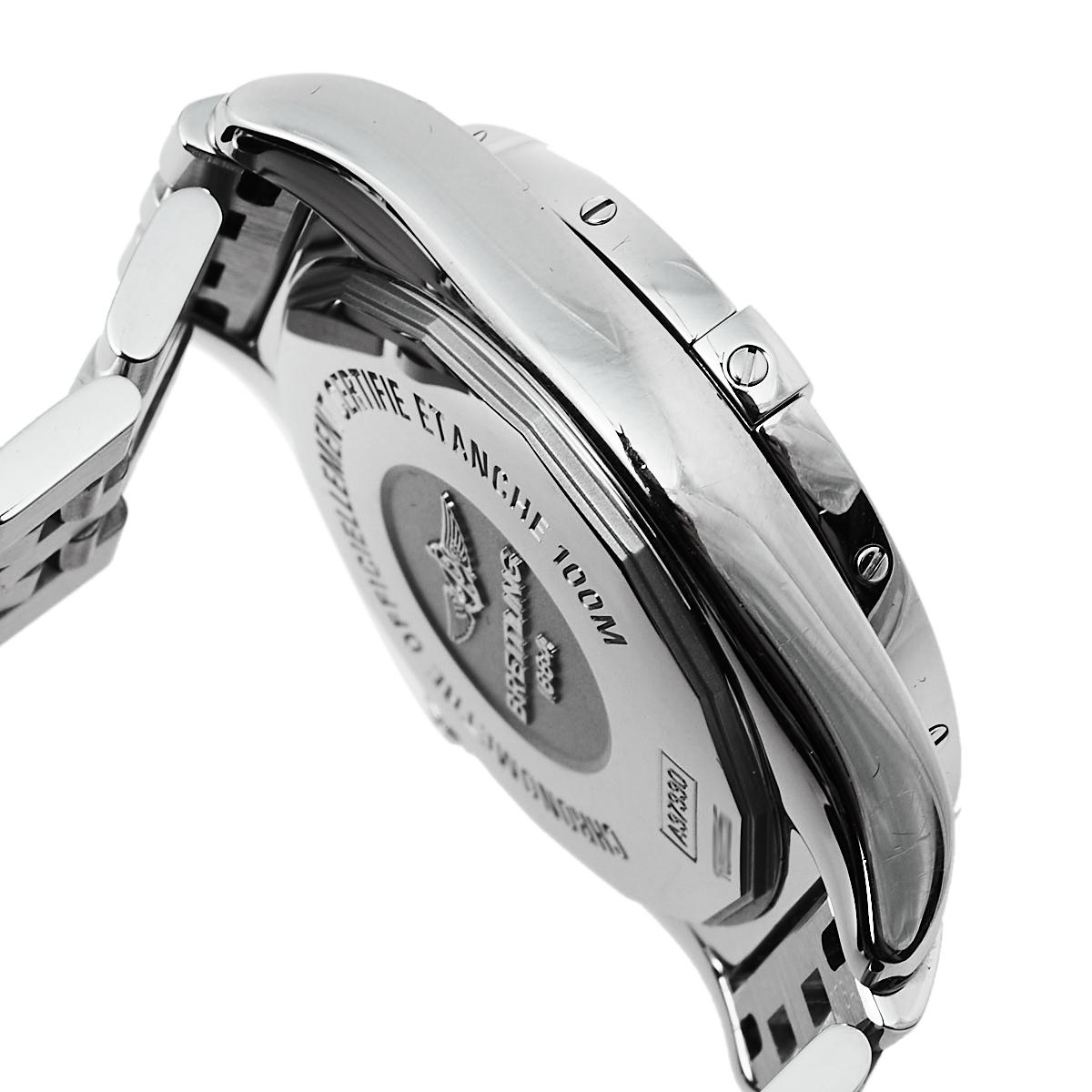 Breitling Black Stainless Steel Diamonds Galactic A37330 Men's Wristwatch 36 mm 3