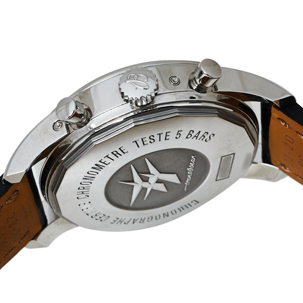 Breitling Black Stainless Steel Transocean Chronograph Men's Wristwatch 43 MM 2