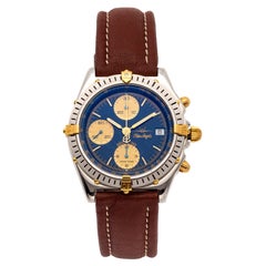 Breitling Blauer Engel Edelstahl Chronograph Armbanduhr mit Datum