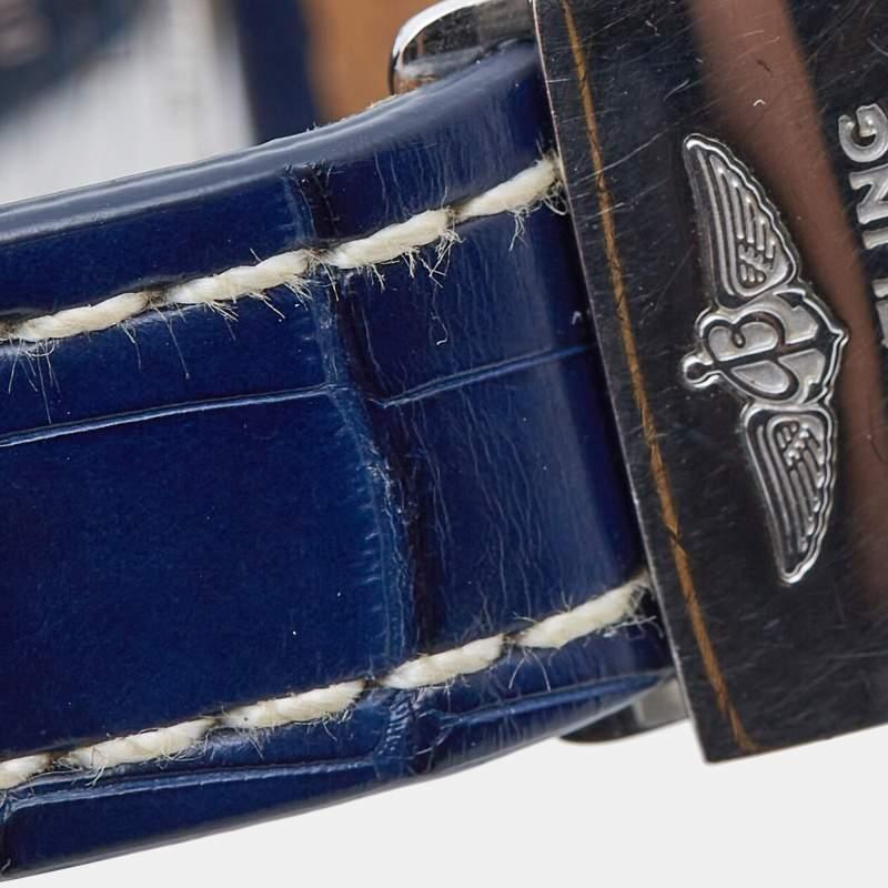 Breitling Blue Stainless Steel Alligator Navitimer 1461 Limited Edition A19370 7