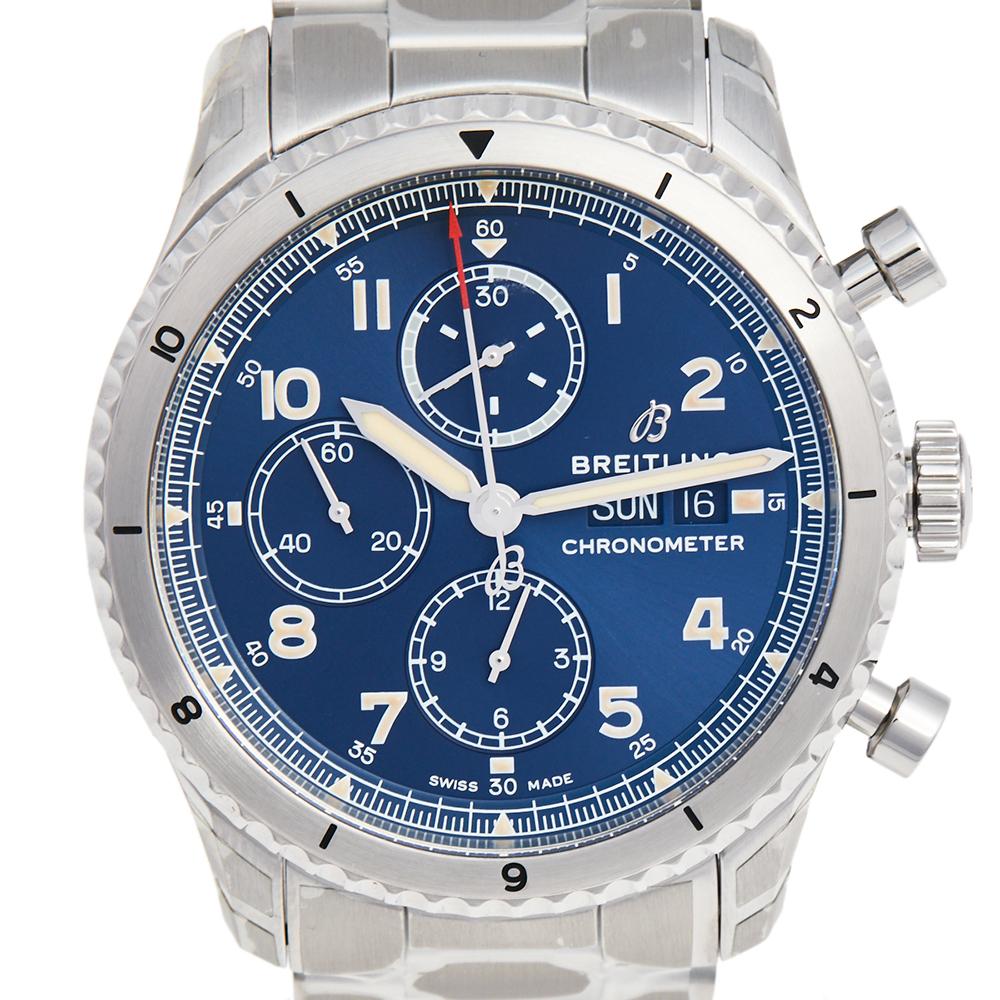 Breitling Blue Stainless Steel Aviator 8 A13316101C1A1 Men's Wristwatch 43 mm 2