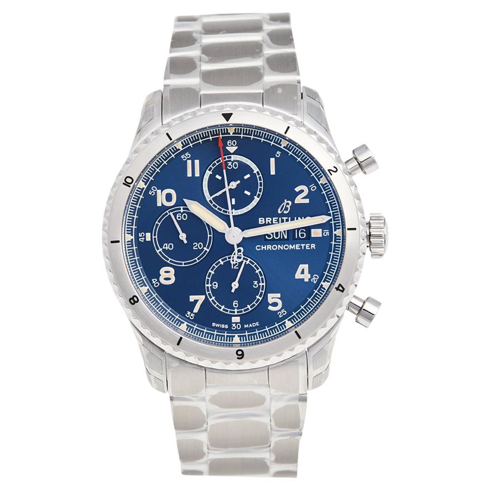Breitling Blue Stainless Steel Aviator 8 A13316101C1A1 Men's Wristwatch 43 mm